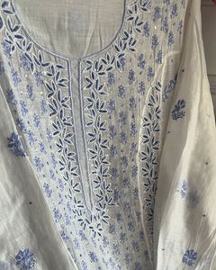 Conjunto de Kurta, Pantalón y Dupatta Chanderi Semisellado para Mujer, Ropa Étnica Premium, Traje Salwar de Diseñador, Bordado, para Fiestas y Festivales - Product Image 3