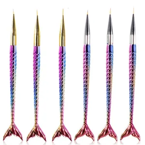 3Pcs/set 7/9/11mm Nail Brush Gradient Fish Tail Design Painting Drawing Pen Liner Lines Stripes Brushes Nail Art Manicure Tools