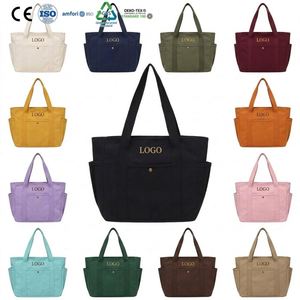 Bolsa de Lona de Algodón Personalizada con Bolsillos, Bolso Tote Multicolor para Viajes, Almacenamiento de Accesorios Cosméticos - Product Image 1
