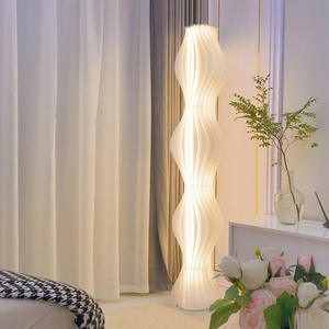 Lampadaire tendance en plastique blanc cassé avec source lumineuse LED pour salon, chambre à coucher, éclairage d'ambiance, décoration de canapé, style créatif - Product Image 2
