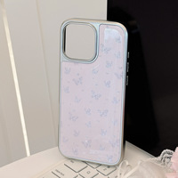 Coque de téléphone Papillon Violet Féerique compatible avec iPhone 17 16 Pro Max 15 14 13 12 11, avec bord argenté et résine époxy