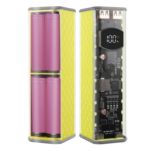 PD45W Super Fast Charging Power Bank Kit 8S 18650 Battery Box Transparent Power Bank Casing Without Welding