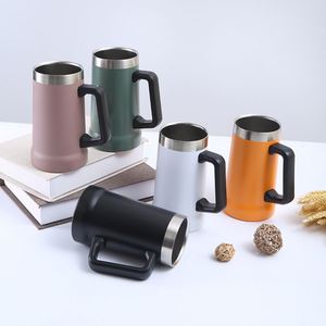 Tasse à bière isotherme personnalisée 24 oz en acier inoxydable avec poignée - Product Image 6