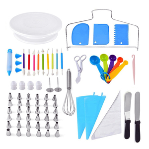 Kit de decoración de pasteles de 106 piezas, juego de suministros para hornear con soporte giratorio para plato giratorio y boquillas - Product Image 1