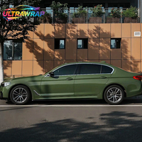 UItrawrap Factory Wholesale PET HD High Glossy Crystal Military Green Car Wrap Vinyl One Full Roll Size 1.52X17M/5X59FT