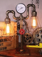 Lampe de table LED AC de style rétro moderne créative, tuyau d'eau, robot punk, fer industriel, décoration de bar à café, idée cadeau