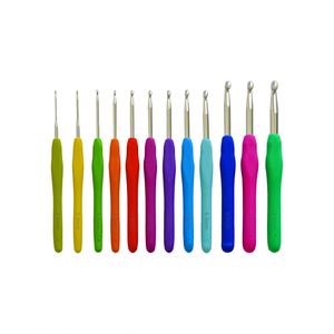 9Pcs/<b>Set</b> Simple Multicolor Plastic Handle Aluminum Silicagel Eco-Friendly High-quality Crochet Hooks Hand Knitting <b>Set</b> Yarn - Product Image 1