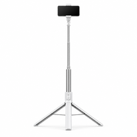 Trépied perche à selfie 2-en-1 en aluminium extensible pour téléphone, commande en gros personnalisée, directement de l'usine, avec télécommande et pince 360°