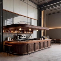 Comptoir de bar en bois massif de style médiéval pour café, restaurant, réception - Personnalisable et multifonctionnel