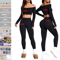Großhandel: Designer-Spitzen-Sportbekleidung für Damen – Langärmlige, figurformende Yoga-Hosen mit Po-Lifting-Effekt und Fitness-Outfit-Sets