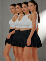 Ensemble de jupes de sport évasées à taille haute en crochet doux pour femmes, personnalisable, 4 pièces, taille élastique, jupes mini décontractées, séchage rapide