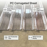 Plaque de polycarbonate ondulée transparente OEM 1,2 mm 1,5 mm pour abri de voiture, auvent, abri de pluie, toiture extérieure en polycarbonate ondulé