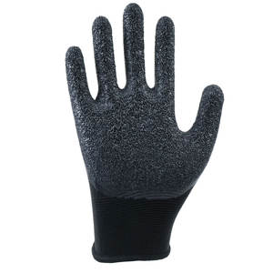 SONICE Hombres Negro Industrial Negro guantes de látex Recubierto Agarre de goma arrugado Trabajo Protección de jardín Guantes de seguridad de látex - Product Image 2