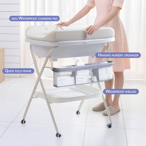 Muebles de Guardería Multifuncionales Portátiles de Plástico, <span class=keywords><strong>Cambiador</strong></span> de Bebé con <span class=keywords><strong>Bañera</strong></span> y Estantes de Almacenamiento para Bebés de 0 a 12 Meses - Product Image 4