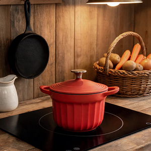 Marmite en fonte émaillée, faitout haut cannelé, OEM ODM Marque privée pour les distributeurs, Ustensiles de cuisson professionnels - Product Image 3