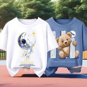 <span class=keywords><strong>Camiseta</strong></span> informal de media manga de verano para niños, <span class=keywords><strong>camiseta</strong></span> fina de algodón puro para niños grandes, <span class=keywords><strong>camiseta</strong></span> de manga corta para ropa de niños - Product Image 2