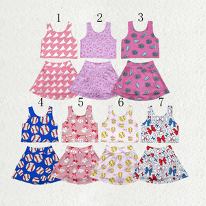 Conjunto de Ropa Deportiva para Bebés Niñas, sin Mangas, con Lazos, para Béisbol, Yoga, Estilo Skort para Hermanas - Product Image 1