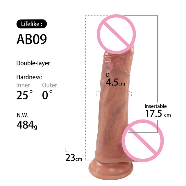 Realistic Double Layer Silicone Dildo for Women Big Size Medical Grade Suction Cup Sensitive Vibrator
