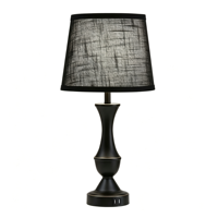 Lampu Meja Vintage dengan Dua Port Pengisian Daya USB, Kap Lampu Kain Bertekstur Hitam untuk Lampu Meja Samping Tempat Tidur Kamar Tidur Hotel