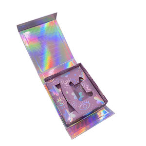 Vente en gros de boîte cadeau magnétique pliante de luxe personnalisée Boîte d'emballage cosmétique holographique en papier avec carte d'insertion en papier - Product Image 5