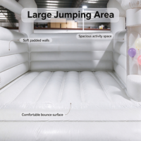 Château gonflable commercial blanc avec toboggan et piscine à balles, ensemble d'équipements de jeu souple en PVC de haute qualité, très demandé pour enfants