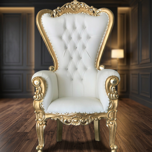 Elegant White Tufted Midcentury Ball Chair with <b>Gold</b> Frame Fabric Leisure Furniture for Living Room Home Decor - Product Image 1
