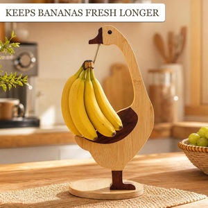 Soporte de madera para plátanos, soporte reutilizable para frutas, estante de almacenamiento para sala de estar y cocina - Product Image 3