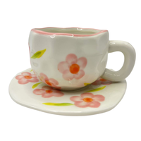 Tasses à café en céramique faites à la main de 280 ml avec assiettes, mugs irréguliers, ensemble de tasses pour le thé de l'après-midi, cadeau pour couple