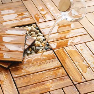 Dalles de terrasse en bois carbonisé à emboîtement pour l'extérieur, installation facile, revêtement de sol intérieur DIY - Product Image 5