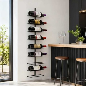 Estante para vino de hierro forjado montado en la pared, resistente al óxido, color negro, para almacenamiento en bares, cocinas y fiestas, capacidad para 7 botellas - Product Image 2
