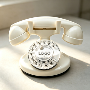 Téléphone fixe filaire à cadran rotatif vintage, téléphone de bureau rétro en plastique ABS pour la décoration de la maison et du bureau - Product Image 3