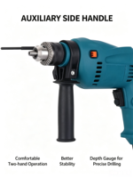 Perceuse à percussion électrique double mode, vitesse variable, mandrin 1/2 pouce, perceuse filaire pour le bricolage, le bois, la brique, le métal