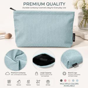 Custom Corduroy Cosmetic Bag Soft <b>Makeup</b> Pouch Travel Organizer Zipper Storage Bag Women Beauty <b>Case</b> OEM ODM Logo - Product Image 5