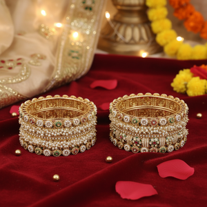 PADMAWATI Luxury Tungsten Gold Plated Multi Color High Quality Women's <b>Bangles</b> Set <b>Indian</b> Bridal Engagement Wedding Party Gift - Product Image 3
