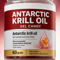 Complément Alimentaire Vitamines avec Astaxanthine et Huile de Krill de l'Antarctique Bonbons Gommeux 60 Unités pour Adultes 2 Doses Durée de Conservation 24 Mois