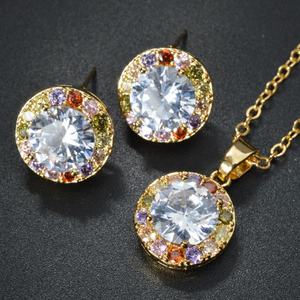 New Style Fashion Gold-plated Zircon Main Stone Custom Design <b>Pride</b> Earrings and Necklaces for Women - Product Image 1