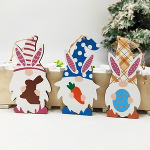 Easter Wooden Rabbit Pendant Nordic Style Handmade Cartoon Decor Indoor Home Decoration - Product Image 1