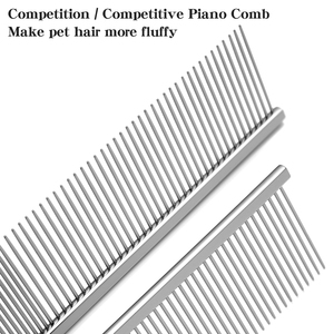 Peigne à piano doré pour toilettage des animaux de compagnie, 22,5 cm, spécial compétition, Teddy, Poodle, peigne à poils de <span class=keywords><strong>chien</strong></span>, peigne à ligne droite, manche en cuivre - Product Image 5