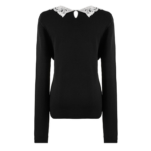 Maglione Pullover da Donna Personalizzato all'Ingrosso, Sottile ed Elegante, con Colletto in <span class=keywords><strong>Pizzo</strong></span> e Cuciture, a Maniche Lunghe, Lavorato a <span class=keywords><strong>Maglia</strong></span>, Girocollo - Product Image 3