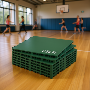 Losetas de Suelo para Baile Tipo Rompecabezas Dryland, 8 Piezas de 12.4 x 12.4, Suelo Deportivo Multiusos de PP Encastrable, Verde - Product Image 2