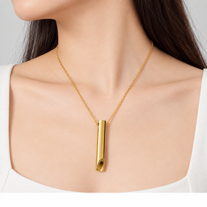 Collar con Colgante de Barra Cilíndrica de Acero Inoxidable en Colores Dorado, Plateado y Negro, Ajustable de 45+5 cm, Chapado en Oro de 14K - Product Image 5