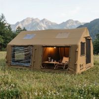 Tente de camping gonflable quatre saisons en toile 8+8m² avec colonne d'air intégrée, tente pneumatique imperméable