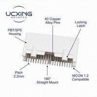 Conector WX 1376113-1 de 40 Pines, Contactos de Aleación de Cobre 180, Adaptador Macho de 12V CC, Carcasa Rectangular de SPS/PBT, 2.5A para Control Electrónico