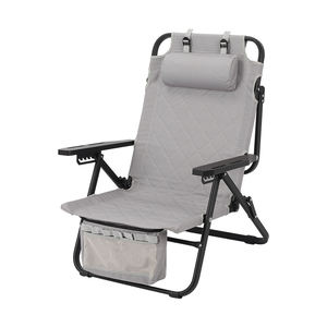 Outdoor Portable Six-position <b>Backrest</b> Adjustment Heavy Duty Lightweight Folding Recliner Camping Ground Chair - Product Image 1