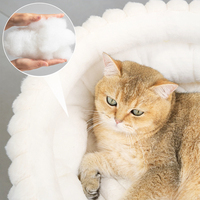 Niche pour chat semi-fermée, luxueuse et tendance, auto-chauffante, en polaire écologique, douce et moelleuse, pour toutes les saisons, lit de couchage pour animaux de compagnie en hiver
