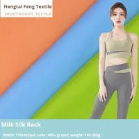 Tissu jersey extensible 4 directions enduit PU, respirant, en soie de lait, anti-humidité, pour vêtements de yoga et doublures, directement de l'usine