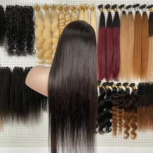 En kaliteli 40 inç tam dantel peruk İŞLENMEMİŞ SAÇ önceden koparıp tutkalsız uzun insan saçı sırma ön peruk kadınlar için
