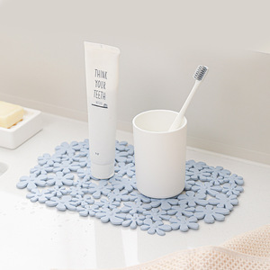 Floral Pattern TPR Bathroom Anti-Slip Mat For Sink Drainage And Heat Insulation Irregular Shape - Product Image 1