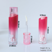 Flacon de brillant à lèvres personnalisé double couleur à effet tourbillon, tube transparent haut et fin pour rouge à lèvres, crème à lèvres, emballage de tubes de brillant à lèvres