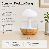 Humidificateur Électrique Relaxant à Sons de Pluie, Machine à Bruit Blanc, Diffuseur d'Huiles Essentielles Nuage de Sommeil, Réglable pour la Maison